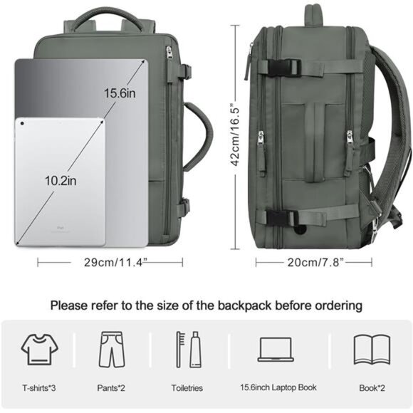 Travel Backpack For Women Men Flight Approved, Carry-on Backpack Bag Luggage - Picture 3 of 7